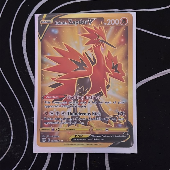 Pokemon | Toys | Pokemon Galarian Zapdos V Trading Card Red And Yellow |  Poshmark